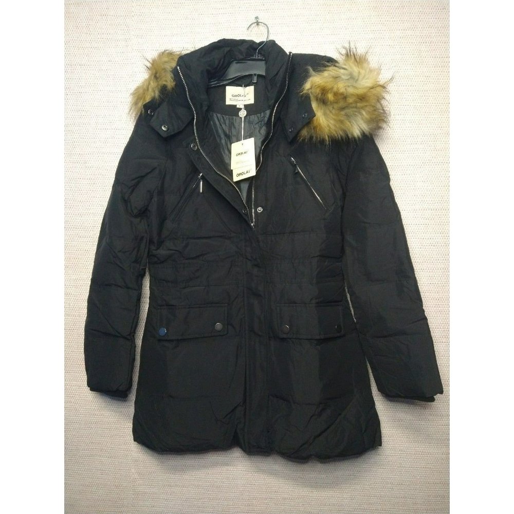 Women's Classic OROLAY Duck Down Winter Jacket w/ removable hoodie Size Medium